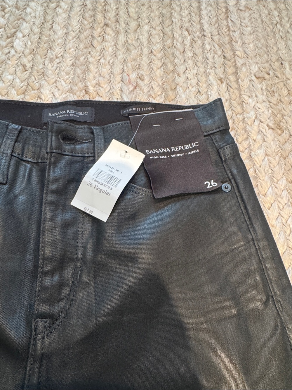 Banana Republic Black Coated Skinny Jeans NWT - Picture 2 of 7